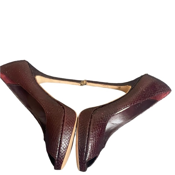 Christian Dior Python Leather Peep Toe Pumps Heels Burgundy Wine size 351/2 (5.5 - Picture 8 of 15